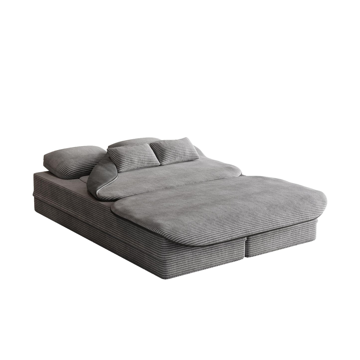 GDFStudio - Lysander Corduroy Foldable Sleeper Sofa Bed with Multi Functional Blanket