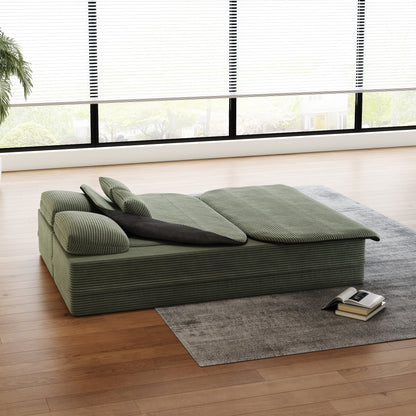 GDFStudio - Lysander Corduroy Foldable Sleeper Sofa Bed with Multi Functional Blanket