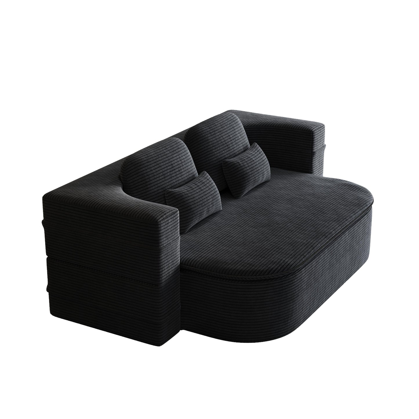 GDFStudio - Lysander Corduroy Foldable Sleeper Sofa Bed with Multi Functional Blanket
