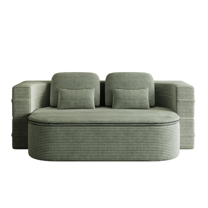 GDFStudio - Lysander Corduroy Foldable Sleeper Sofa Bed with Multi Functional Blanket
