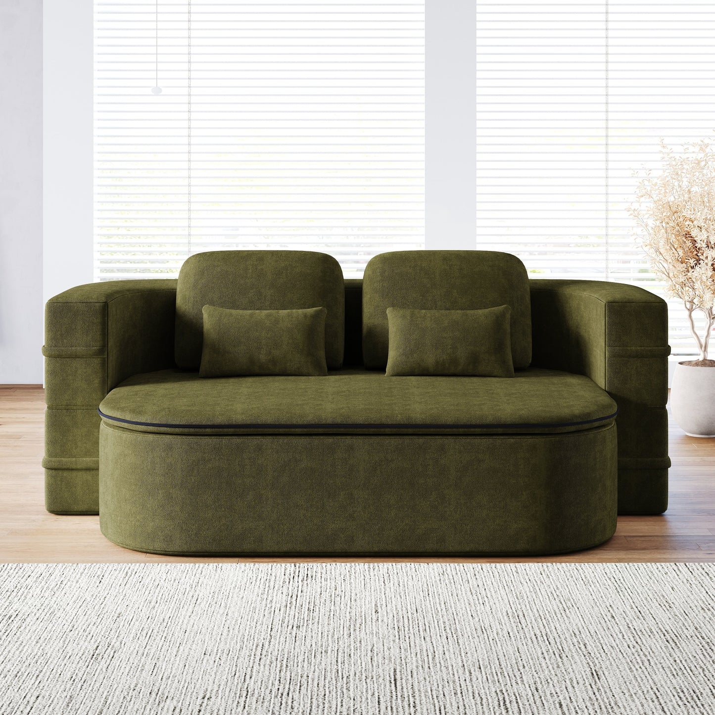 GDFStudio - Willoughby Chenille Foldable Sleeper Sofa Bed with Multi Functional Blanket
