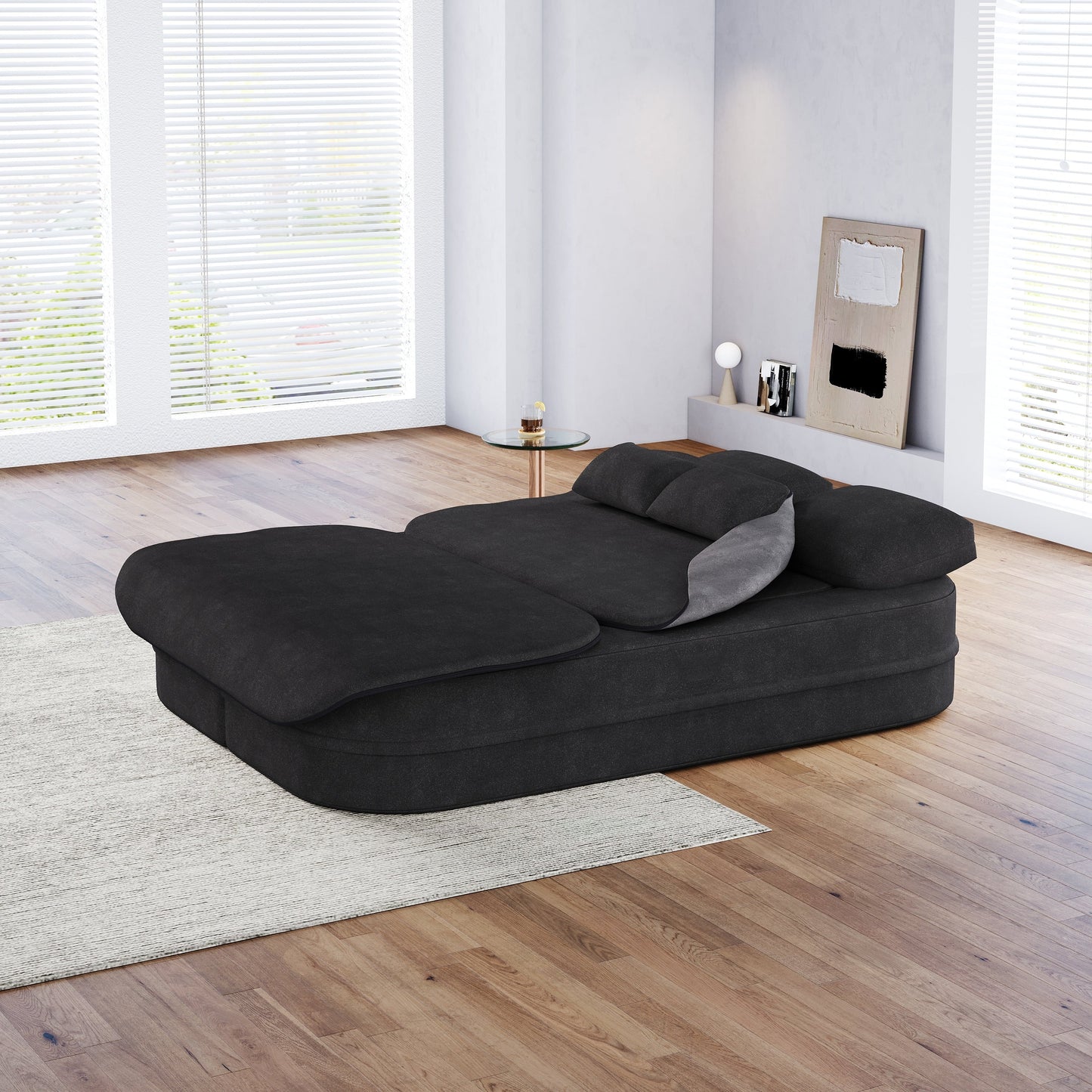 GDFStudio - Willoughby Chenille Foldable Sleeper Sofa Bed with Multi Functional Blanket