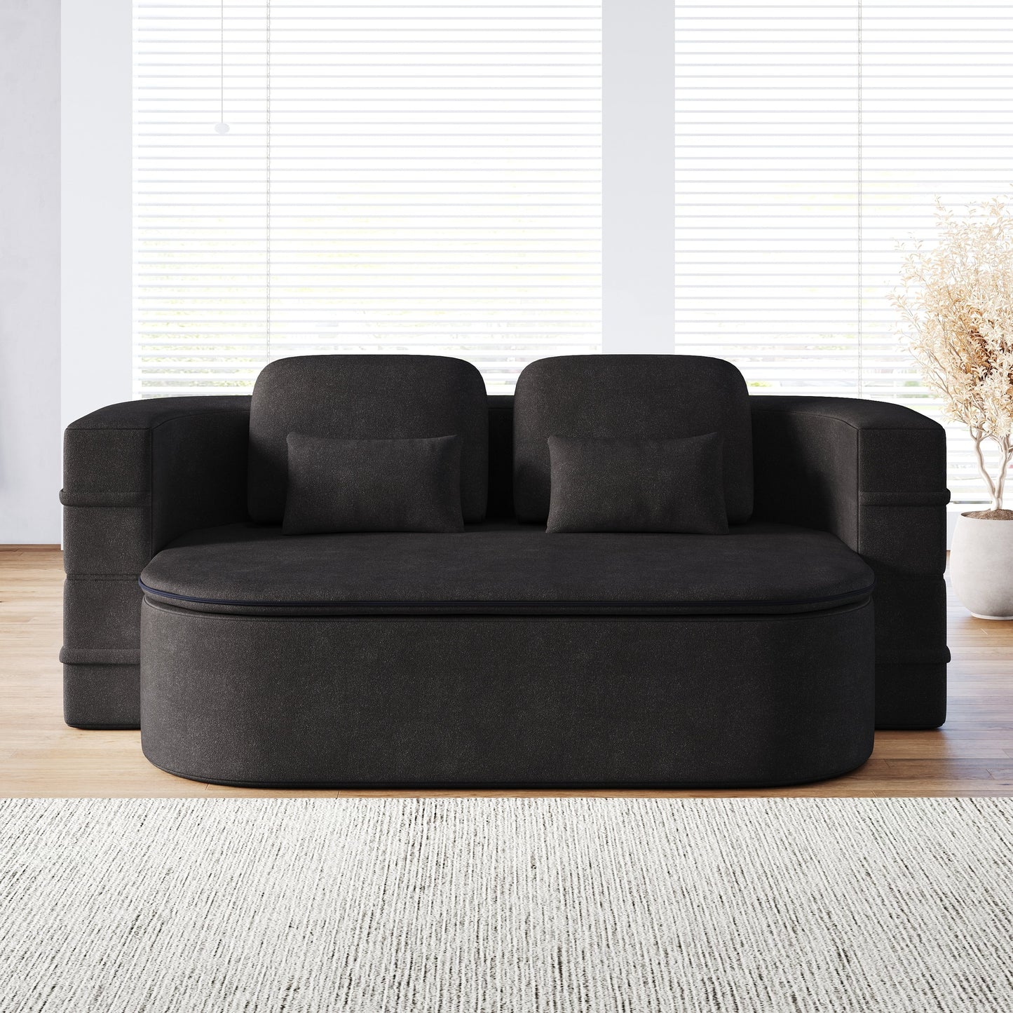GDFStudio - Willoughby Chenille Foldable Sleeper Sofa Bed with Multi Functional Blanket