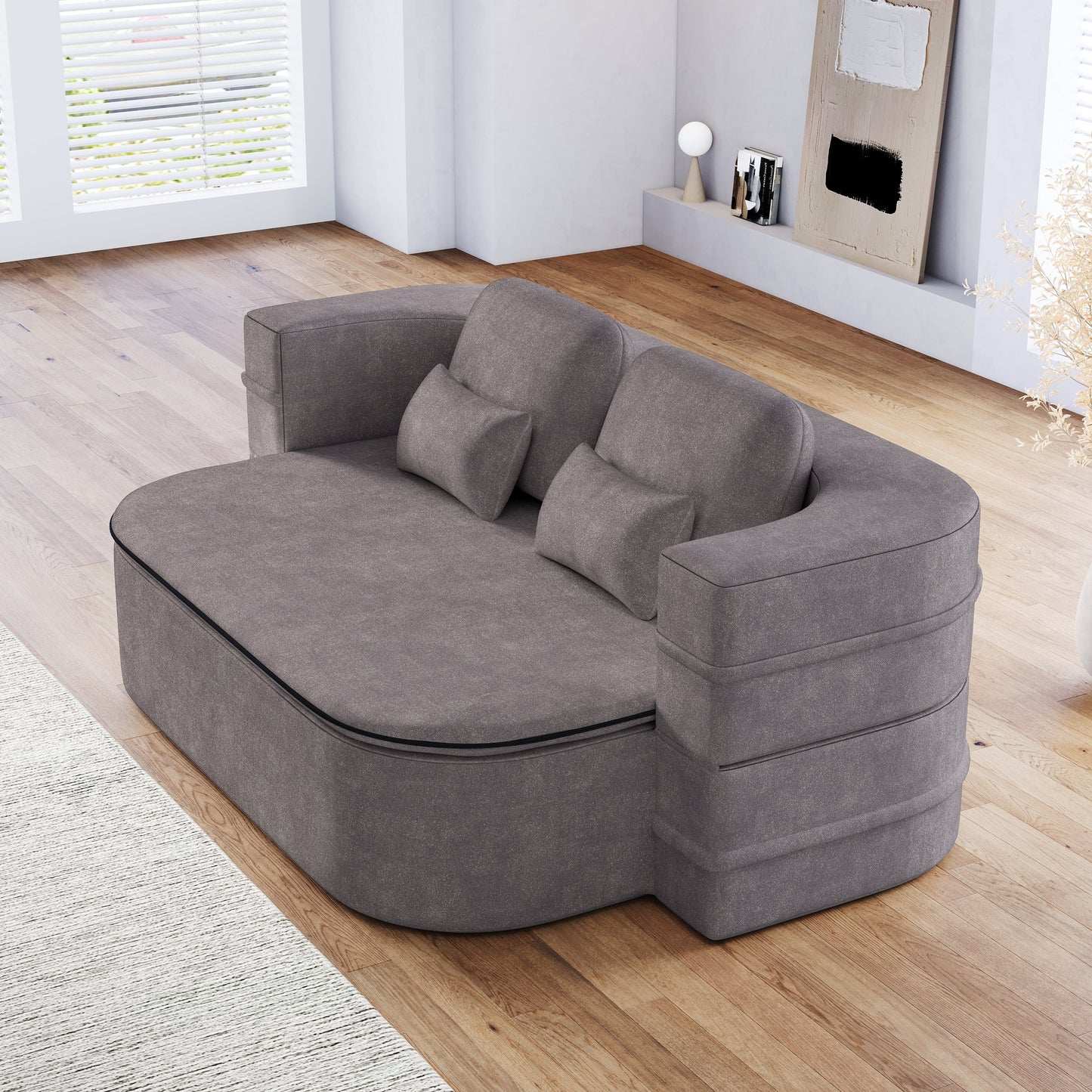 GDFStudio - Willoughby Chenille Foldable Sleeper Sofa Bed with Multi Functional Blanket