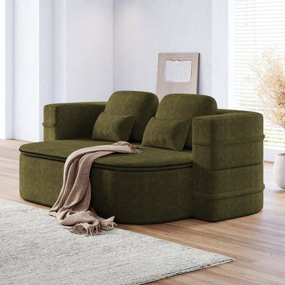 GDFStudio - Willoughby Chenille Foldable Sleeper Sofa Bed with Multi Functional Blanket