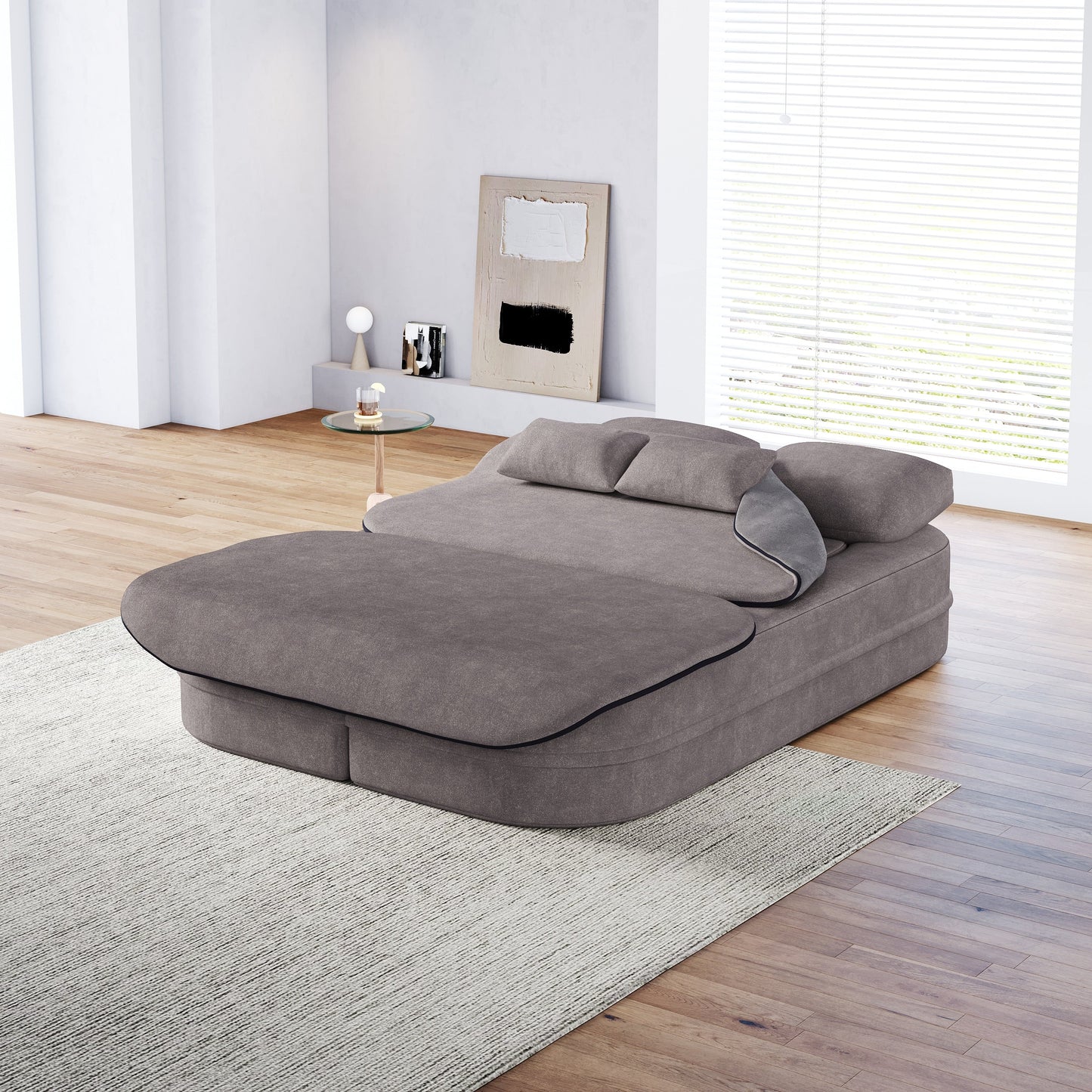 GDFStudio - Willoughby Chenille Foldable Sleeper Sofa Bed with Multi Functional Blanket