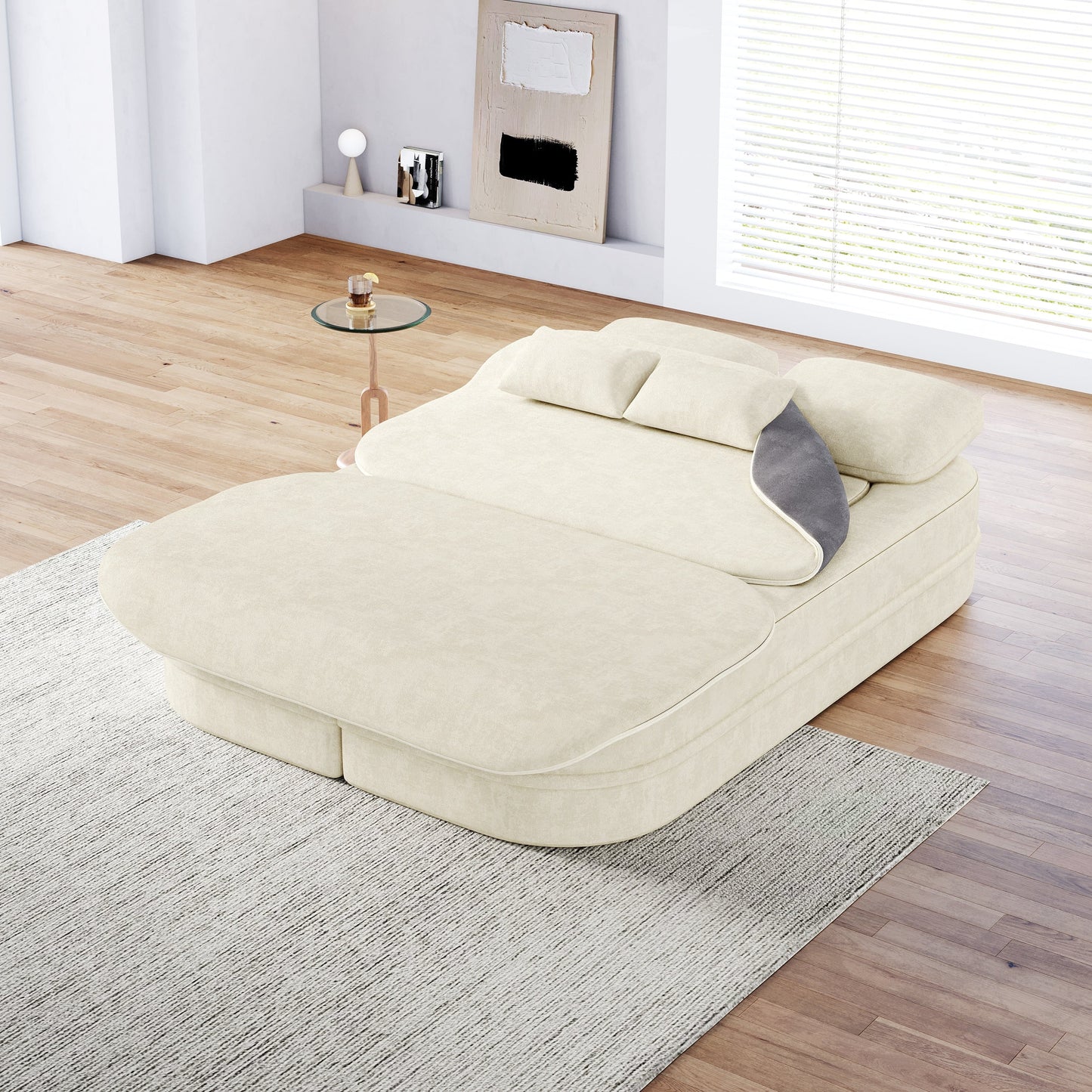 GDFStudio - Willoughby Chenille Foldable Sleeper Sofa Bed with Multi Functional Blanket