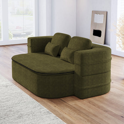 GDFStudio - Willoughby Chenille Foldable Sleeper Sofa Bed with Multi Functional Blanket