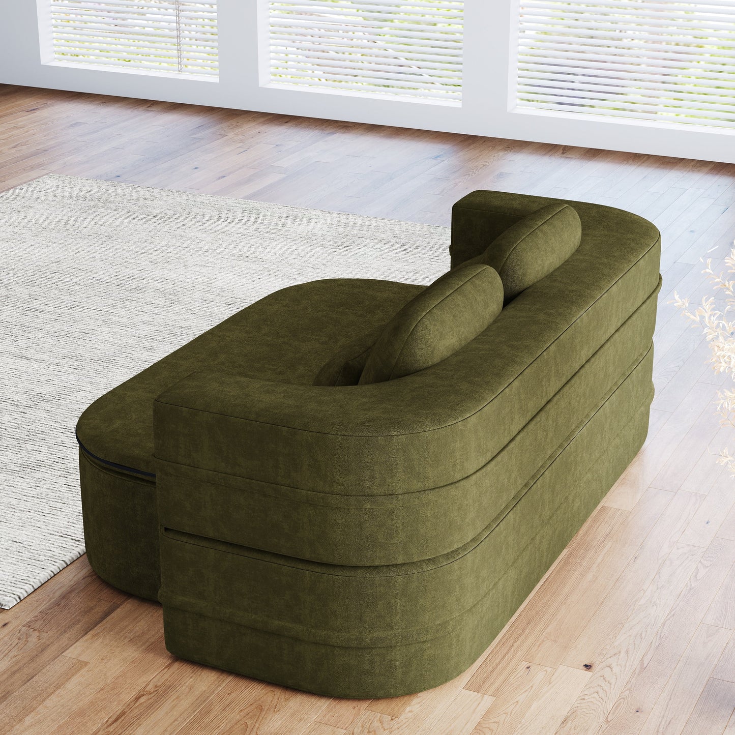 GDFStudio - Willoughby Chenille Foldable Sleeper Sofa Bed with Multi Functional Blanket