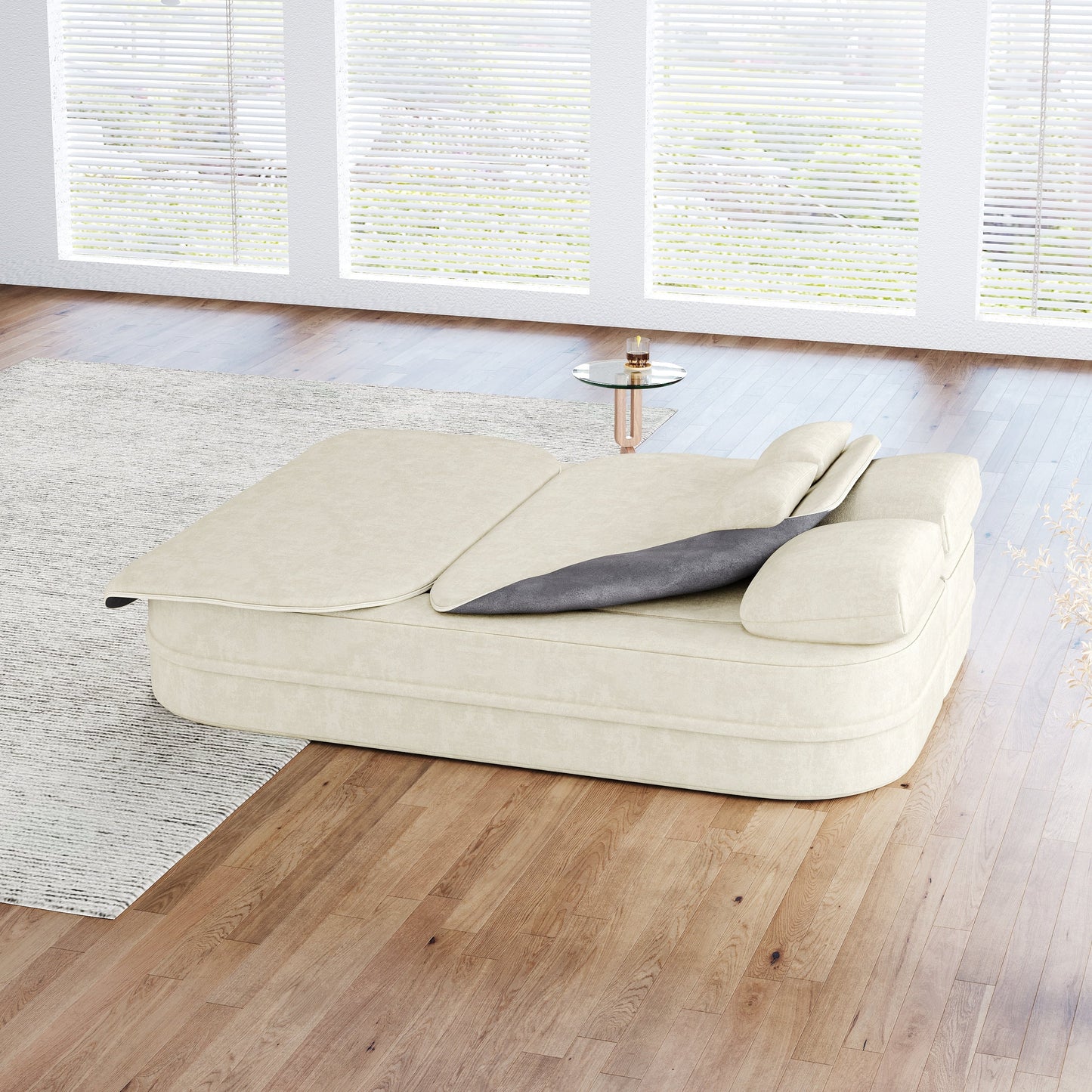 GDFStudio - Willoughby Chenille Foldable Sleeper Sofa Bed with Multi Functional Blanket