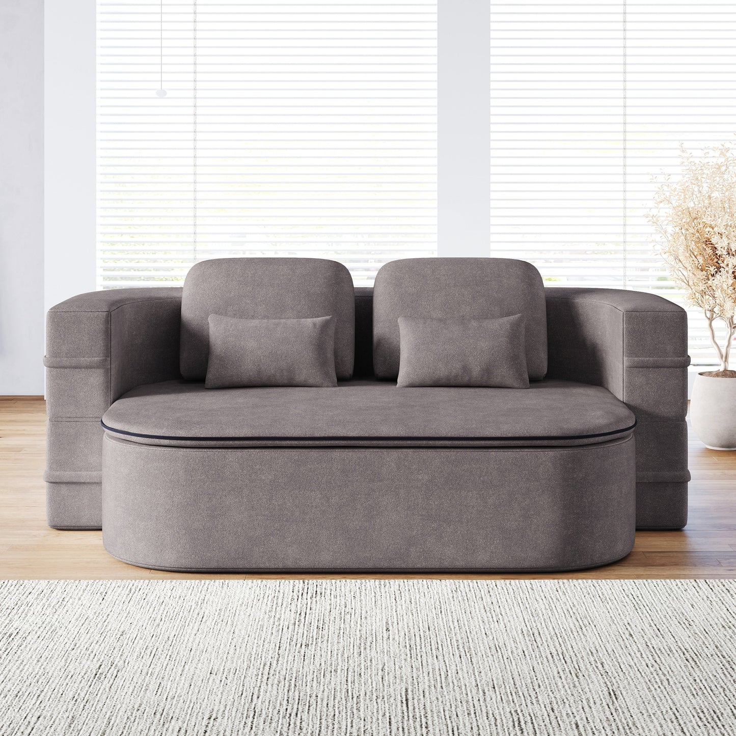 GDFStudio - Willoughby Chenille Foldable Sleeper Sofa Bed with Multi Functional Blanket