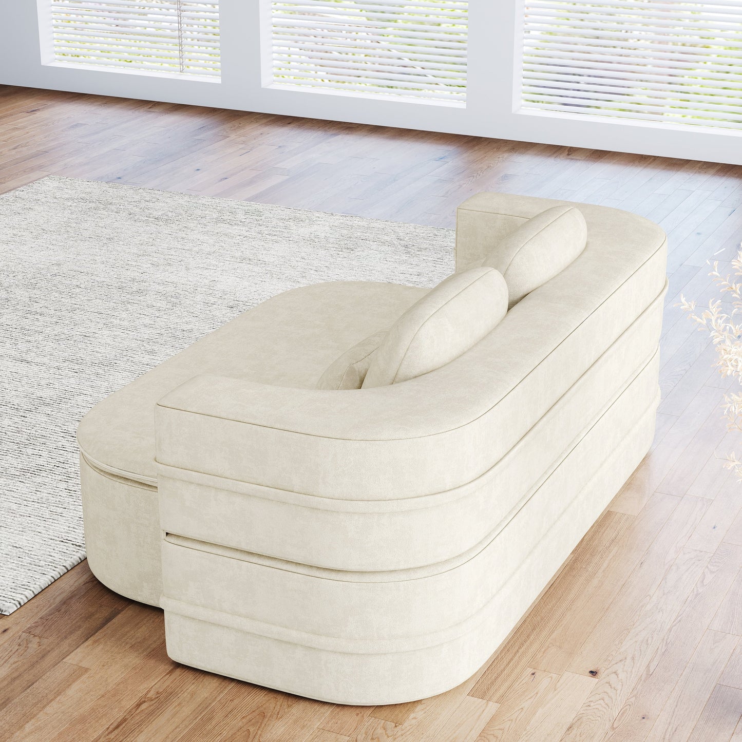 GDFStudio - Willoughby Chenille Foldable Sleeper Sofa Bed with Multi Functional Blanket
