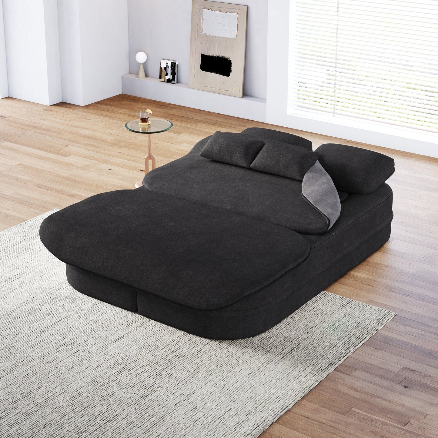 GDFStudio - Willoughby Chenille Foldable Sleeper Sofa Bed with Multi Functional Blanket