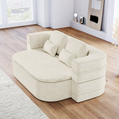 GDFStudio - Willoughby Chenille Foldable Sleeper Sofa Bed with Multi Functional Blanket