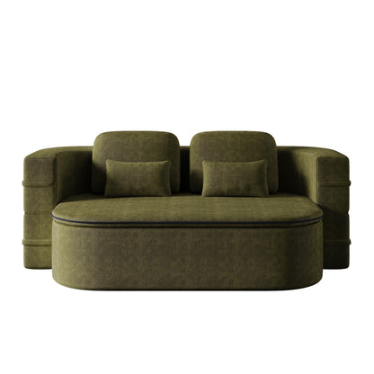 GDFStudio - Willoughby Chenille Foldable Sleeper Sofa Bed with Multi Functional Blanket
