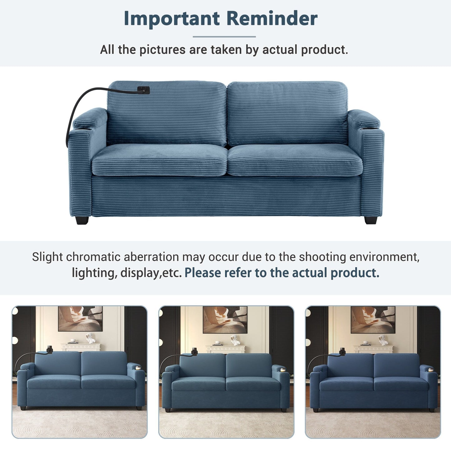 GDFStudio Emily Multifunctional Convertible Corduroy Sleeper Sofa for Small Spaces