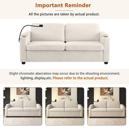 GDFStudio Emily Multifunctional Convertible Corduroy Sleeper Sofa for Small Spaces
