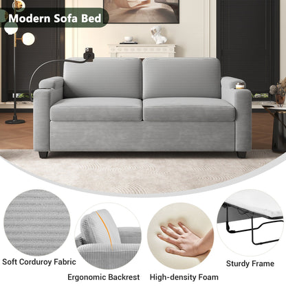 GDFStudio Emily Multifunctional Convertible Corduroy Sleeper Sofa for Small Spaces