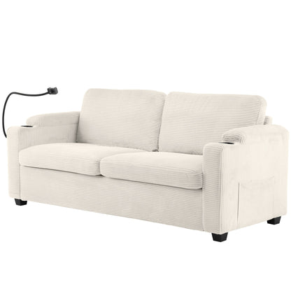 GDFStudio Emily Multifunctional Convertible Corduroy Sleeper Sofa for Small Spaces