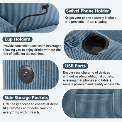 GDFStudio Emily Multifunctional Convertible Corduroy Sleeper Sofa for Small Spaces