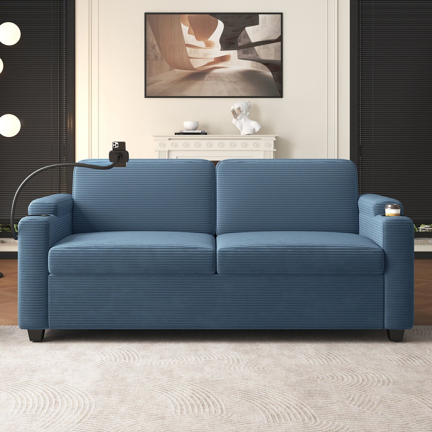 GDFStudio Emily Multifunctional Convertible Corduroy Sleeper Sofa for Small Spaces