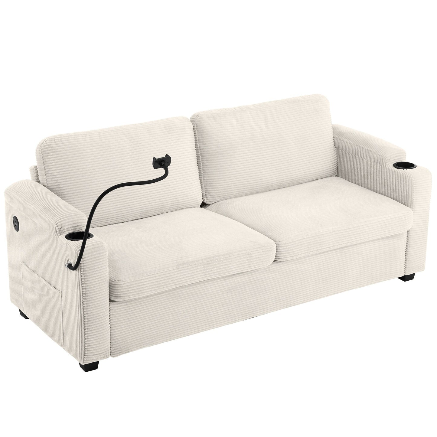 GDFStudio Emily Multifunctional Convertible Corduroy Sleeper Sofa for Small Spaces