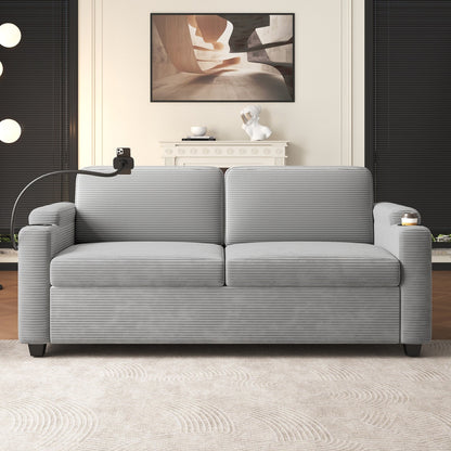 GDFStudio Emily Multifunctional Convertible Corduroy Sleeper Sofa for Small Spaces