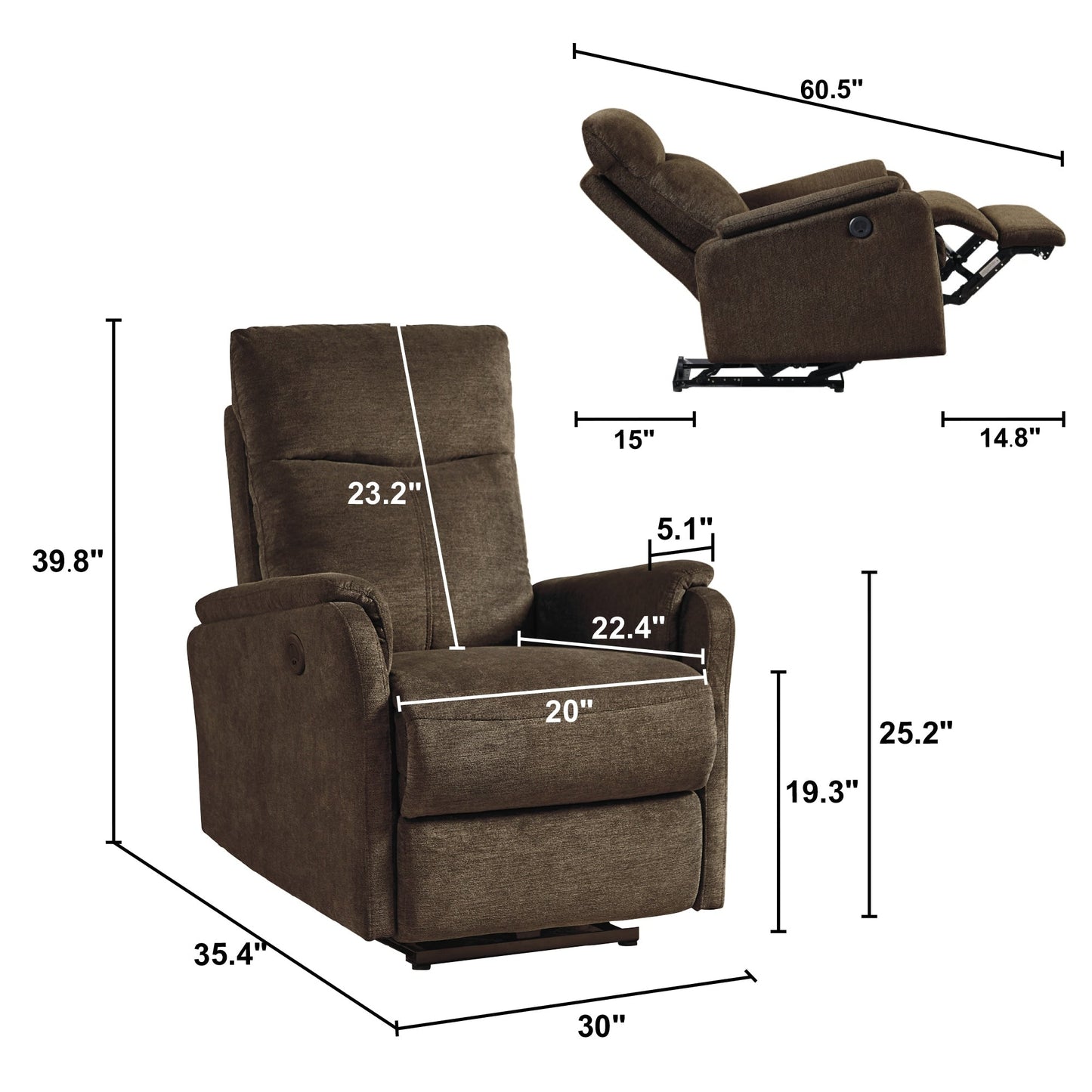 Christopher Knight Home Power Recliner Chair With USB Charge Port