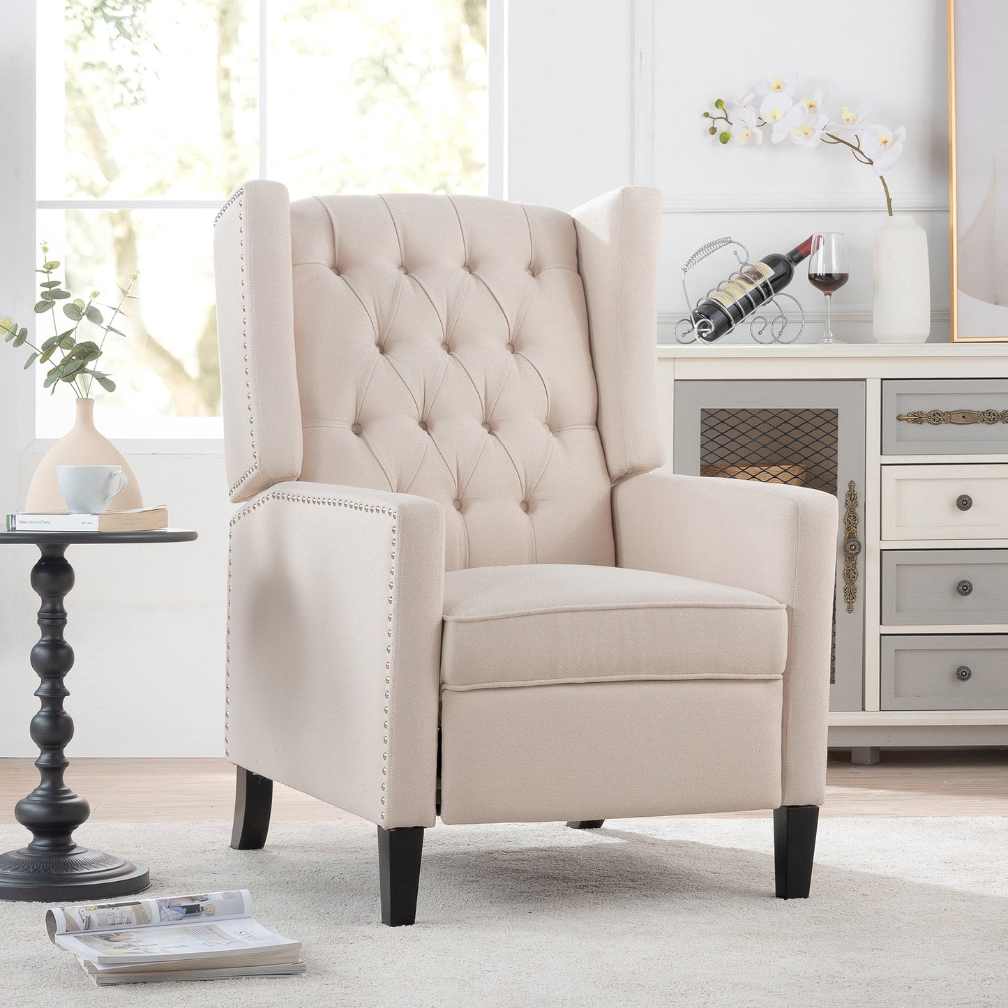 Christopher Knight Home Upholstered Wing Back Push Recliner Chair