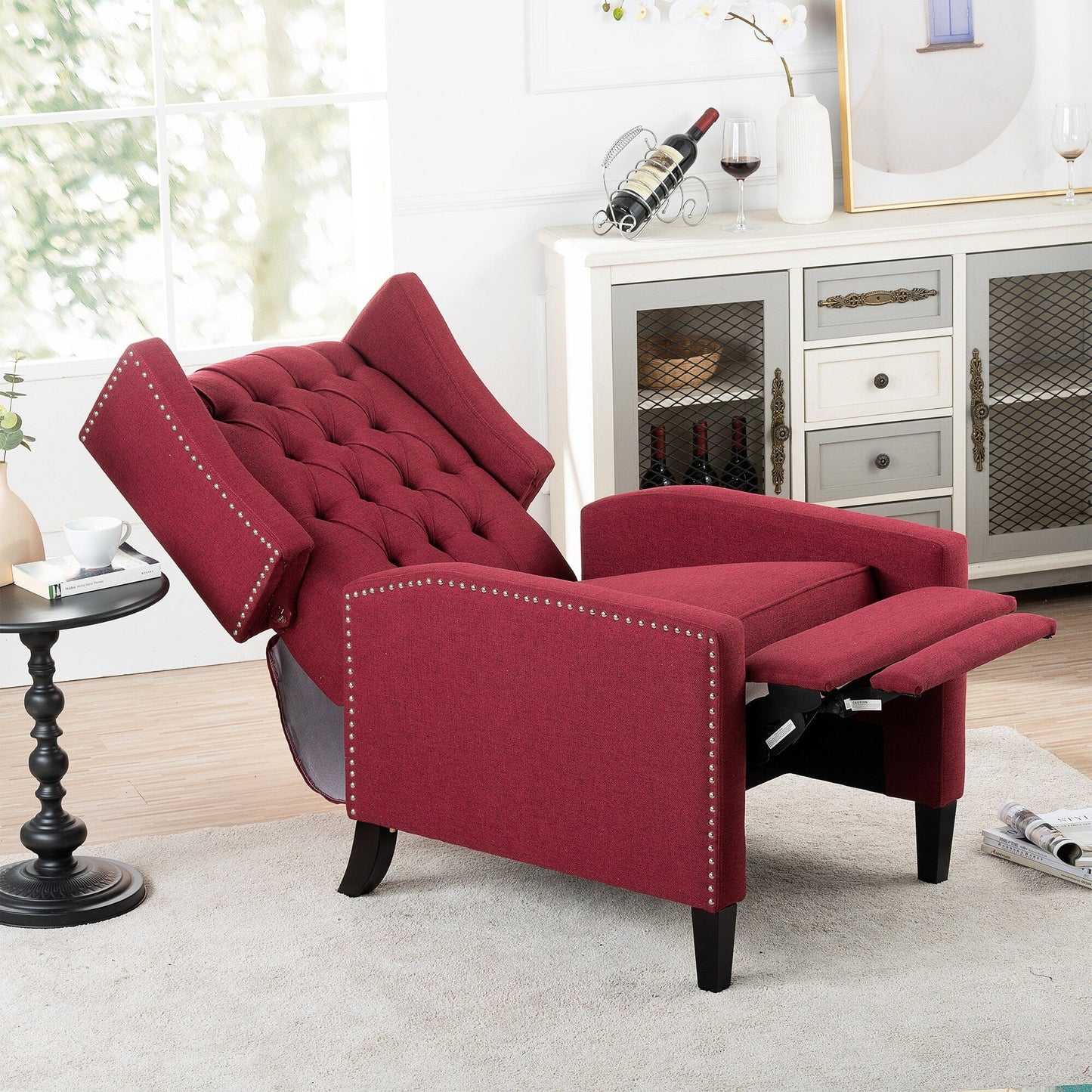Christopher Knight Home Upholstered Wing Back Push Recliner Chair