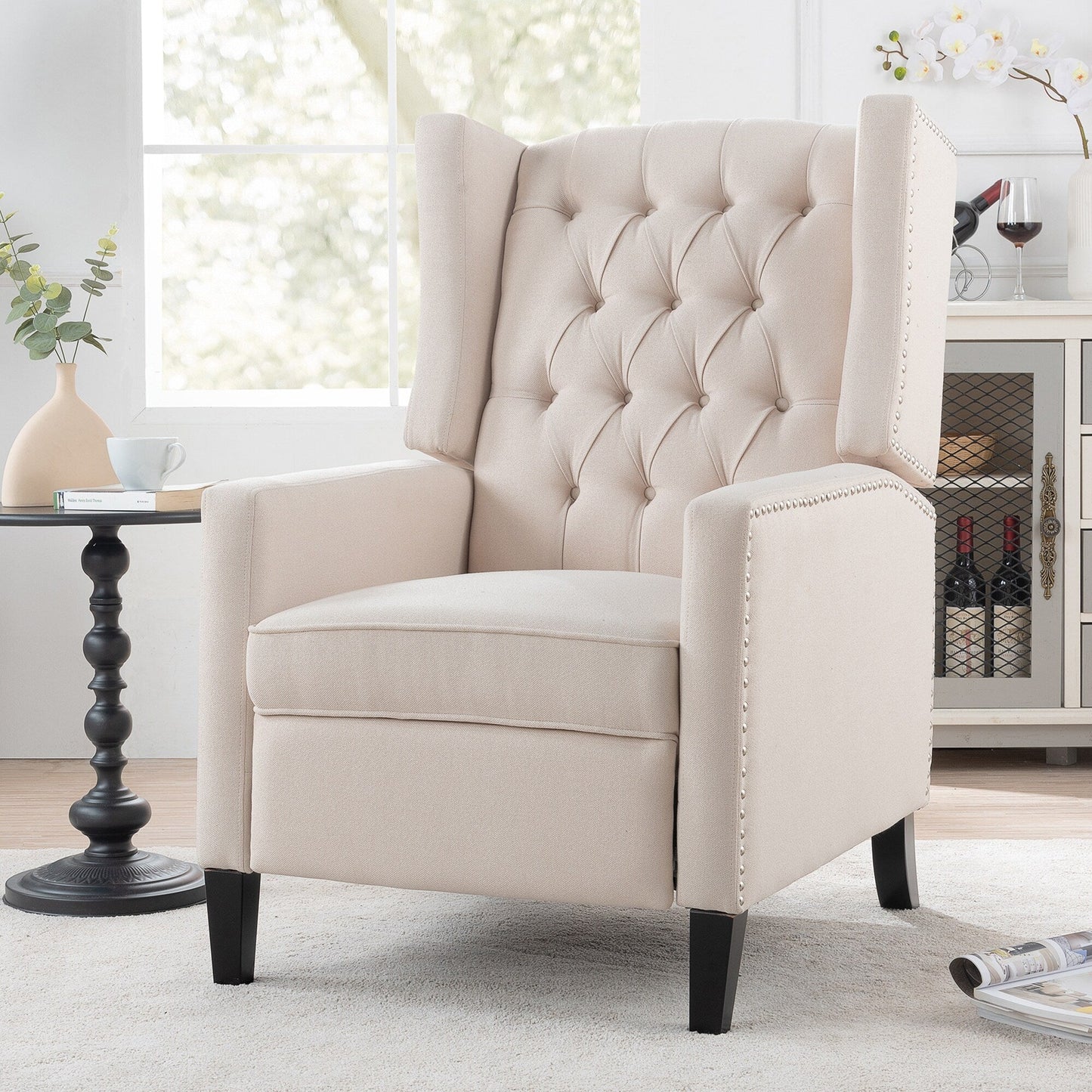 Christopher Knight Home Upholstered Wing Back Push Recliner Chair