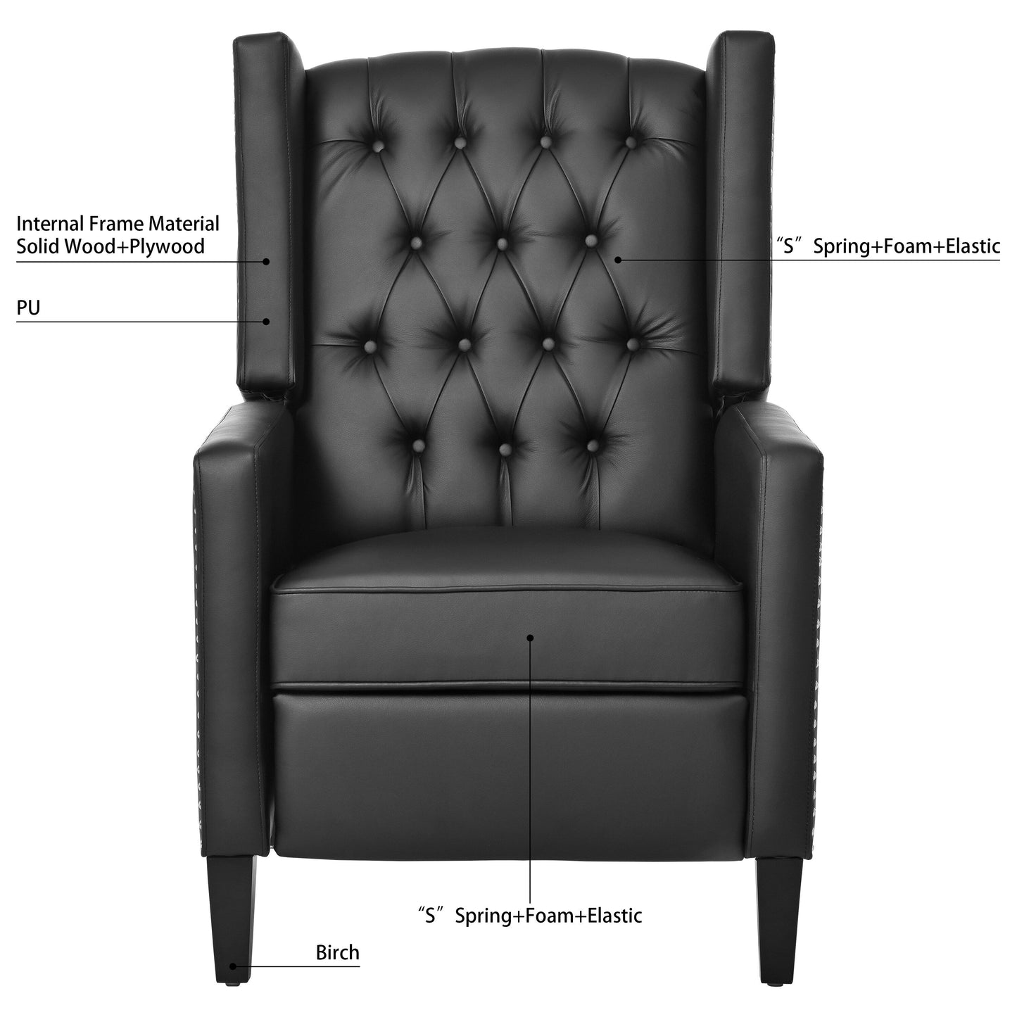 Christopher Knight Home Upholstered Wing Back Push Recliner Chair