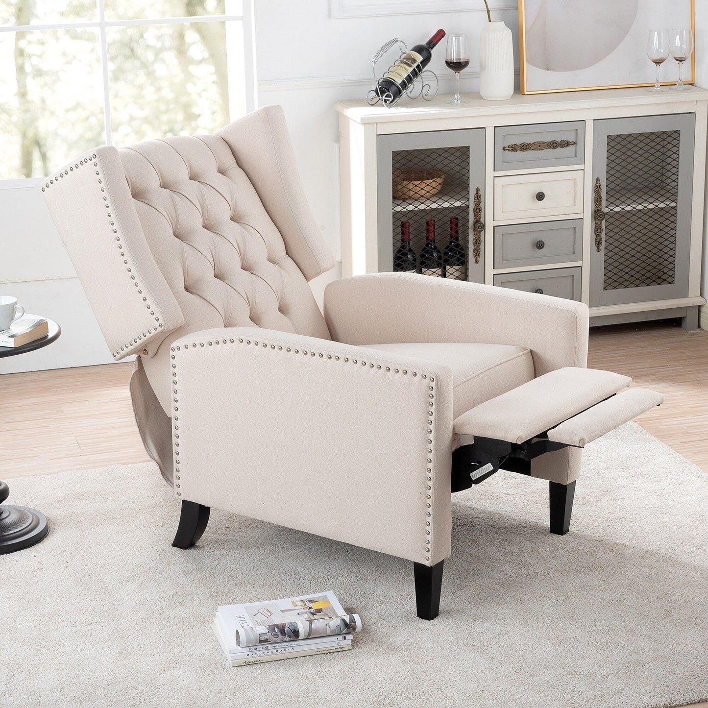 Christopher Knight Home Upholstered Wing Back Push Recliner Chair