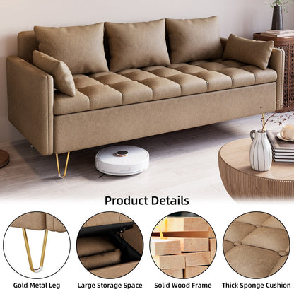 GIMMYFIVE 3-Seater Leather Sofa with Cushion, Couch for Living Room