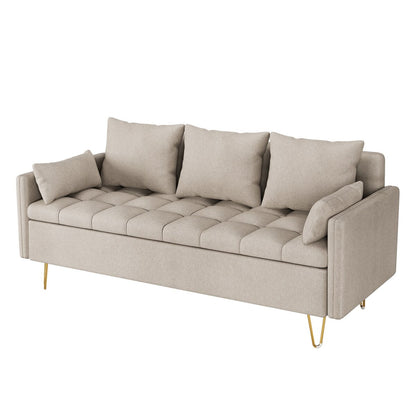 GIMMYFIVE 3-Seater Leather Sofa with Cushion, Couch for Living Room