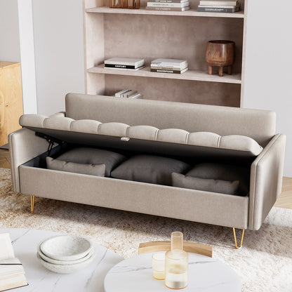 GIMMYFIVE 3-Seater Leather Sofa with Cushion, Couch for Living Room
