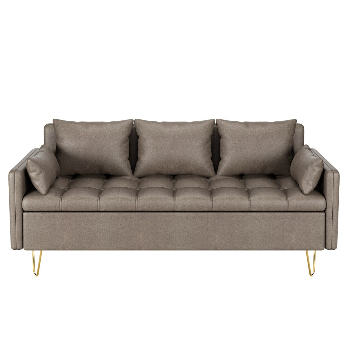 GIMMYFIVE 3-Seater Leather Sofa with Cushion, Couch for Living Room