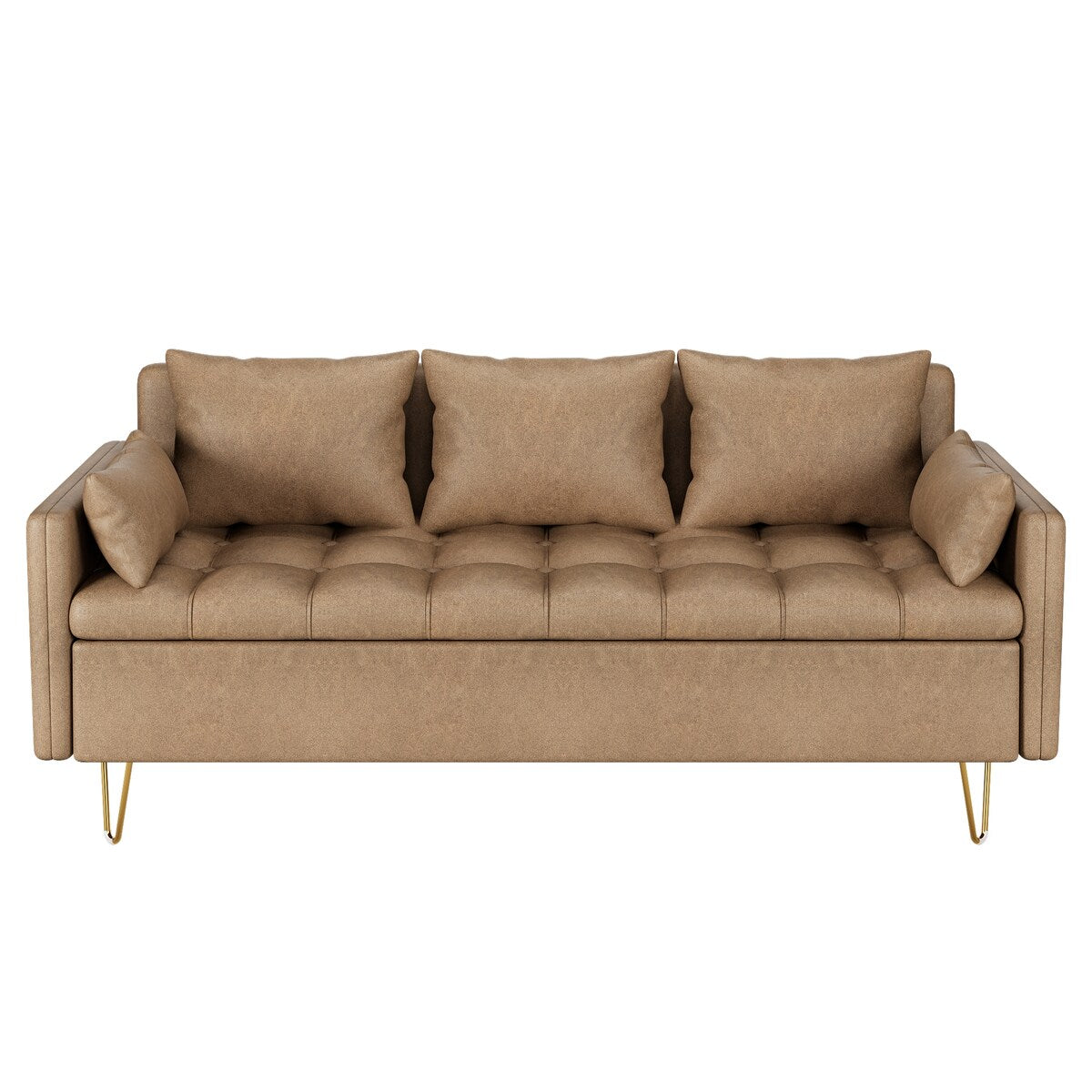 GIMMYFIVE 3-Seater Leather Sofa with Cushion, Couch for Living Room