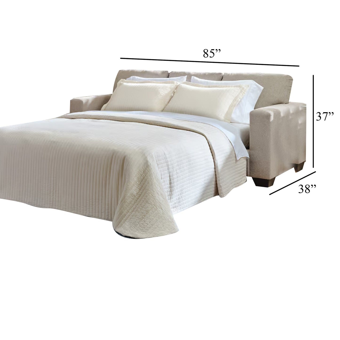 Gavin Sleeper Sofa, Queen Bed, Parchment Brown Upholstery, 85 Inch