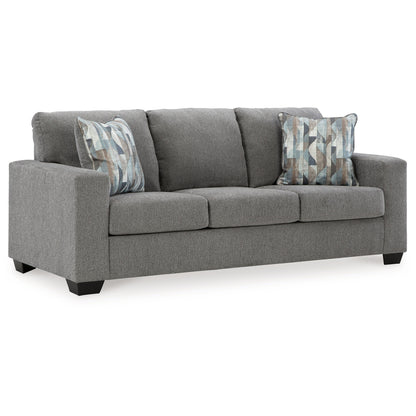 Gavin Sofa, Gray Polyester, Soft Cushions, 2 Accent Pillows, 85 Inch