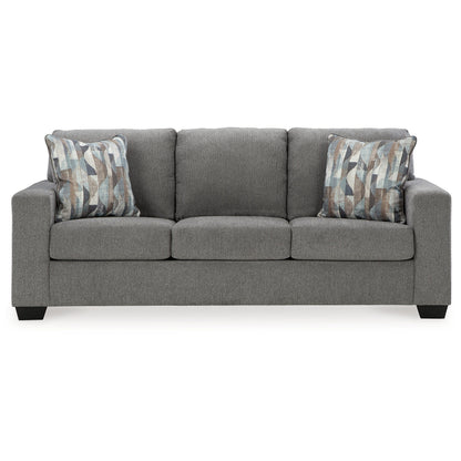 Gavin Sofa, Gray Polyester, Soft Cushions, 2 Accent Pillows, 85 Inch