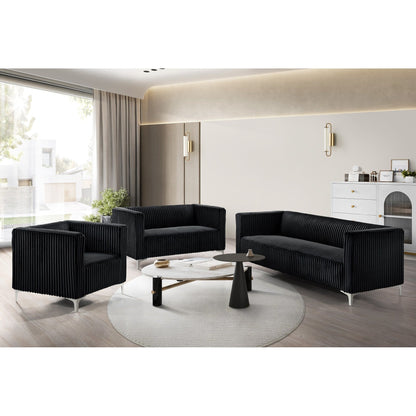 Clayfell Gavin Velvet Square Arm Living Room Set
