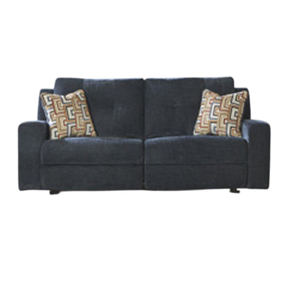 Genna Manual Reclining Sofa, Navy Blue Polyester, 2 Pillows, 87 Inch