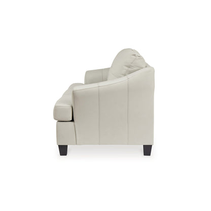 Geno 88 Inch Sofa, Oversized Back Cushion, Off White Real Leather