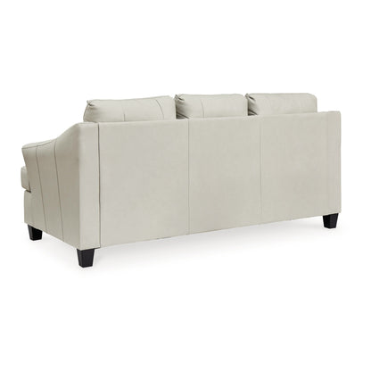 Geno 88 Inch Sofa, Oversized Back Cushion, Off White Real Leather