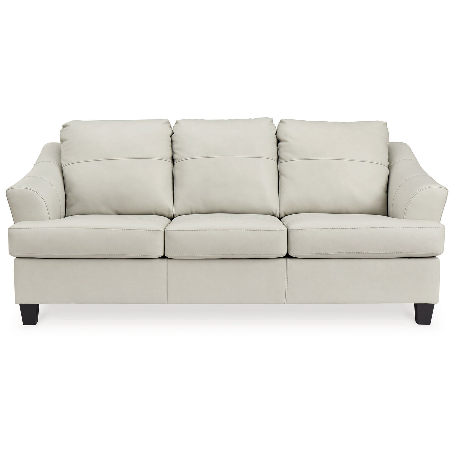 Geno 88 Inch Sofa, Oversized Back Cushion, Off White Real Leather