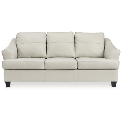 Geno 88 Inch Sofa, Oversized Back Cushion, Off White Real Leather