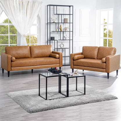 Genuine Mid-Century Leather Sofa Couch for Living Room Luxury Couch Sofa Furniture for Home Office Bedroom