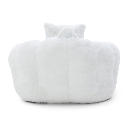 Giant Bean Bag Chair Withfootstool, Oversized Bean Bag For Adults And Kids, Faux Fur Shell-Shaped Large Chair With Filler