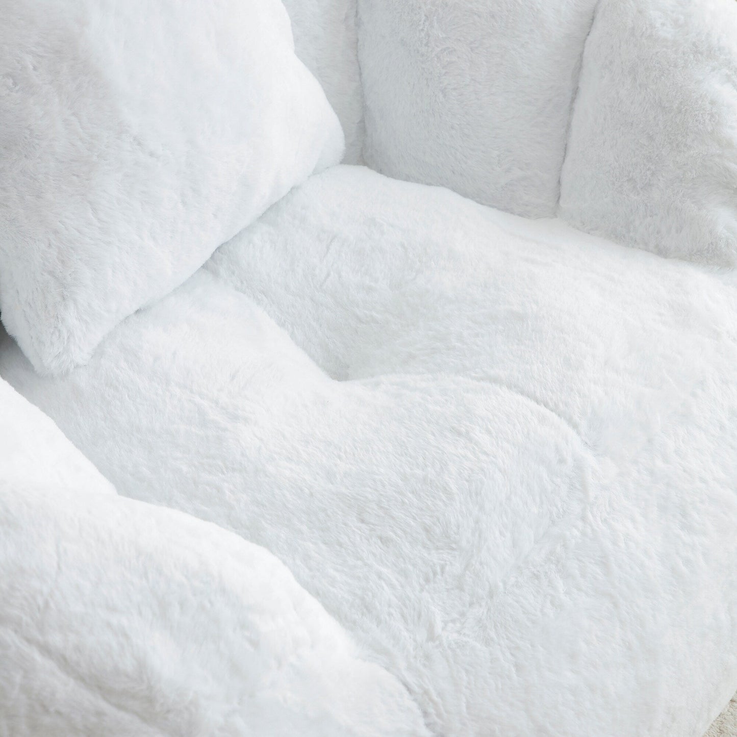 Giant Bean Bag Chair Withfootstool, Oversized Bean Bag For Adults And Kids, Faux Fur Shell-Shaped Large Chair With Filler